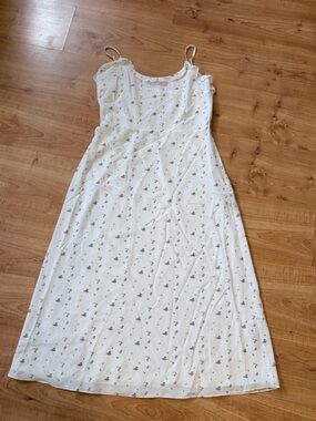Wilfred White Slip Dress with Small Lilac Floral Print size 10